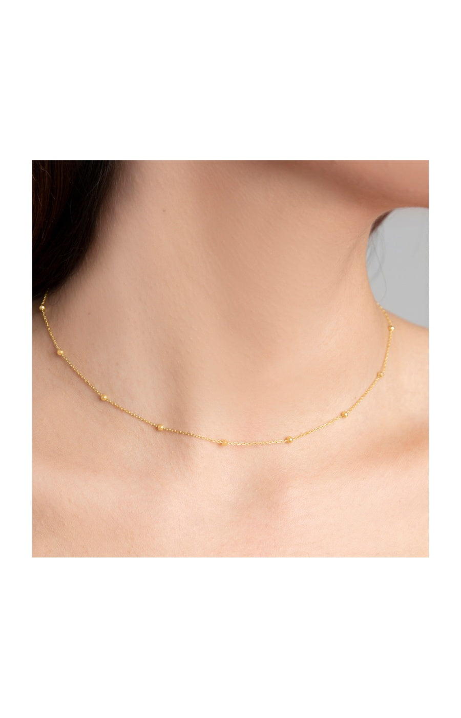 Collier chaîne perlée dorée - Argent 925 plaqué or