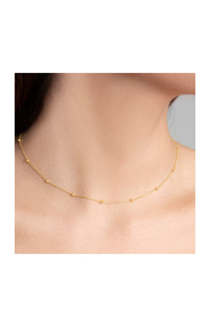 Collier chaîne perlée dorée - Argent 925 plaqué or