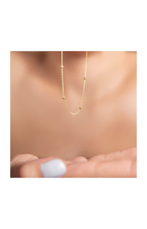 Collier chaîne perlée dorée - Argent 925 plaqué or