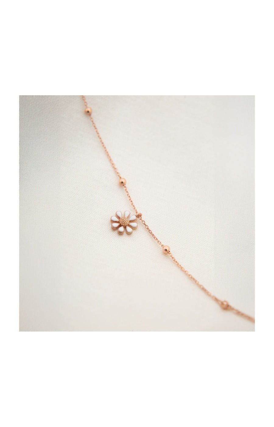 Chaîne de cheville marguerite - Argent 925 plaqué or rose