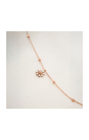 Chaîne de cheville marguerite - Argent 925 plaqué or rose