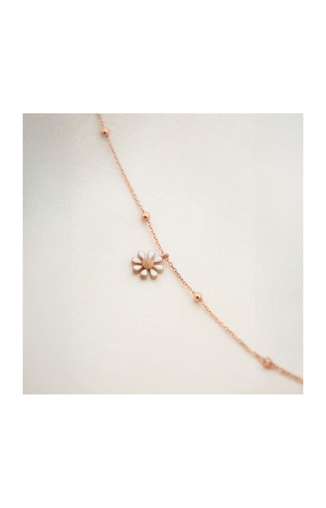 Chaîne de cheville marguerite - Argent 925 plaqué or rose