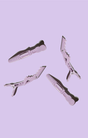 Lot de 4 pinces crocodile cheveux - Lilas