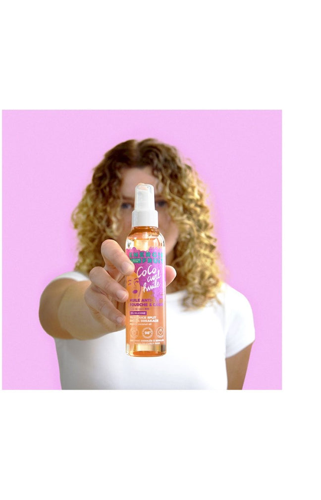 Huile anti-fourche - Huile de coco bio - Cheveux ondulés à bouclés - 150 ml