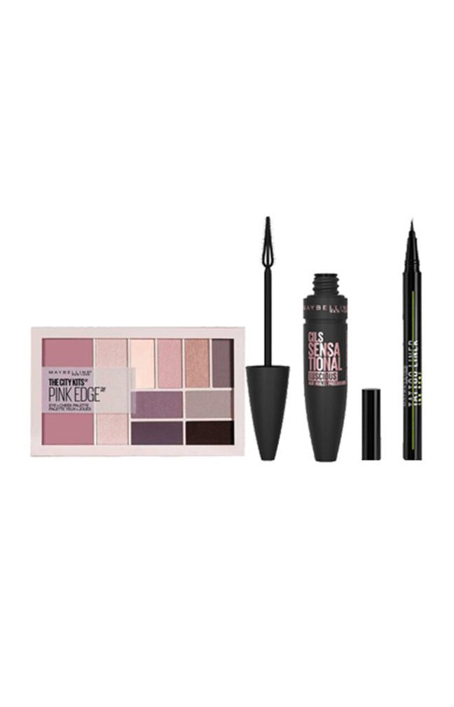 Palette d'ombres à paupières, mascara & eyeliner feutre - The City Kits Pink Edge & Noir