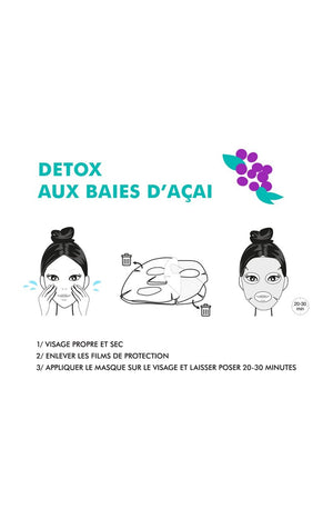 Masque anti-pollution 100% bio cellulose - Baies d'açai - Visage - 30 ml