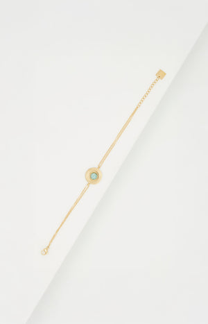 Bracelet  - Acier inoxydable & amazonite - Doré & bleu