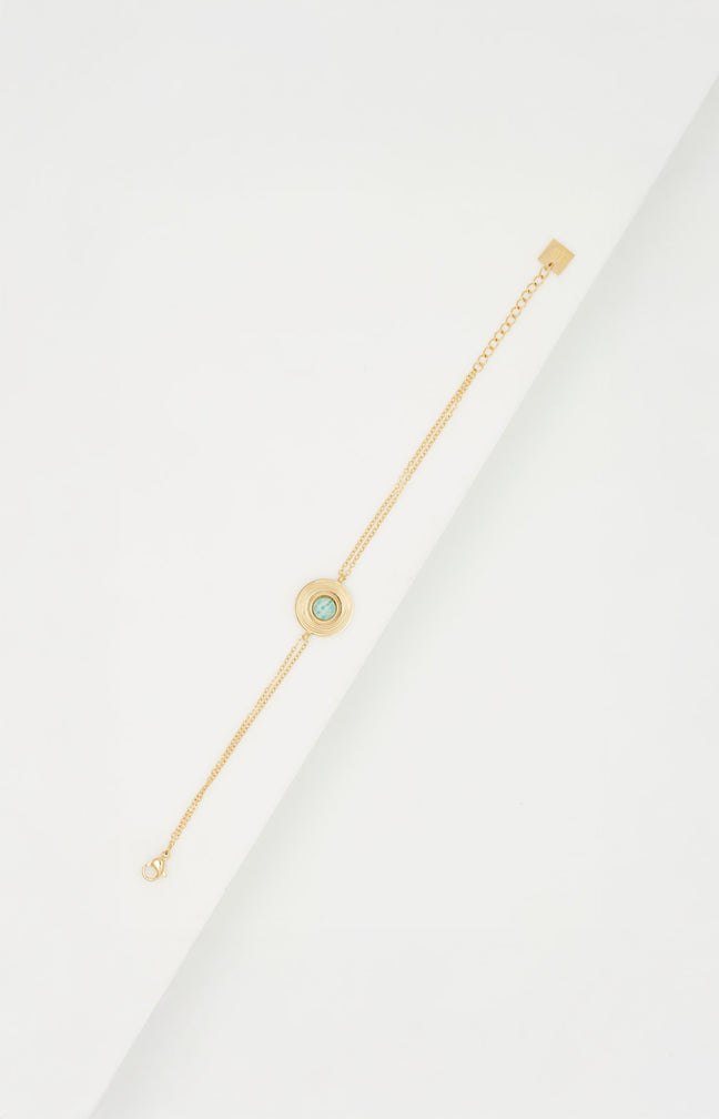 Bracelet  - Acier inoxydable & amazonite - Doré & bleu