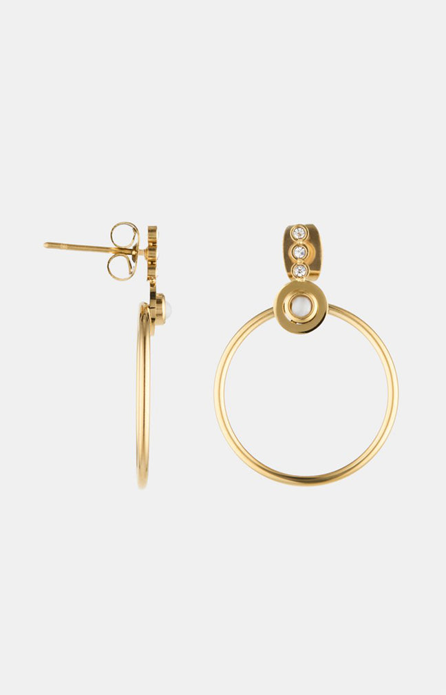 Boucles d’oreilles - Acier inoxydable & nacre - Doré