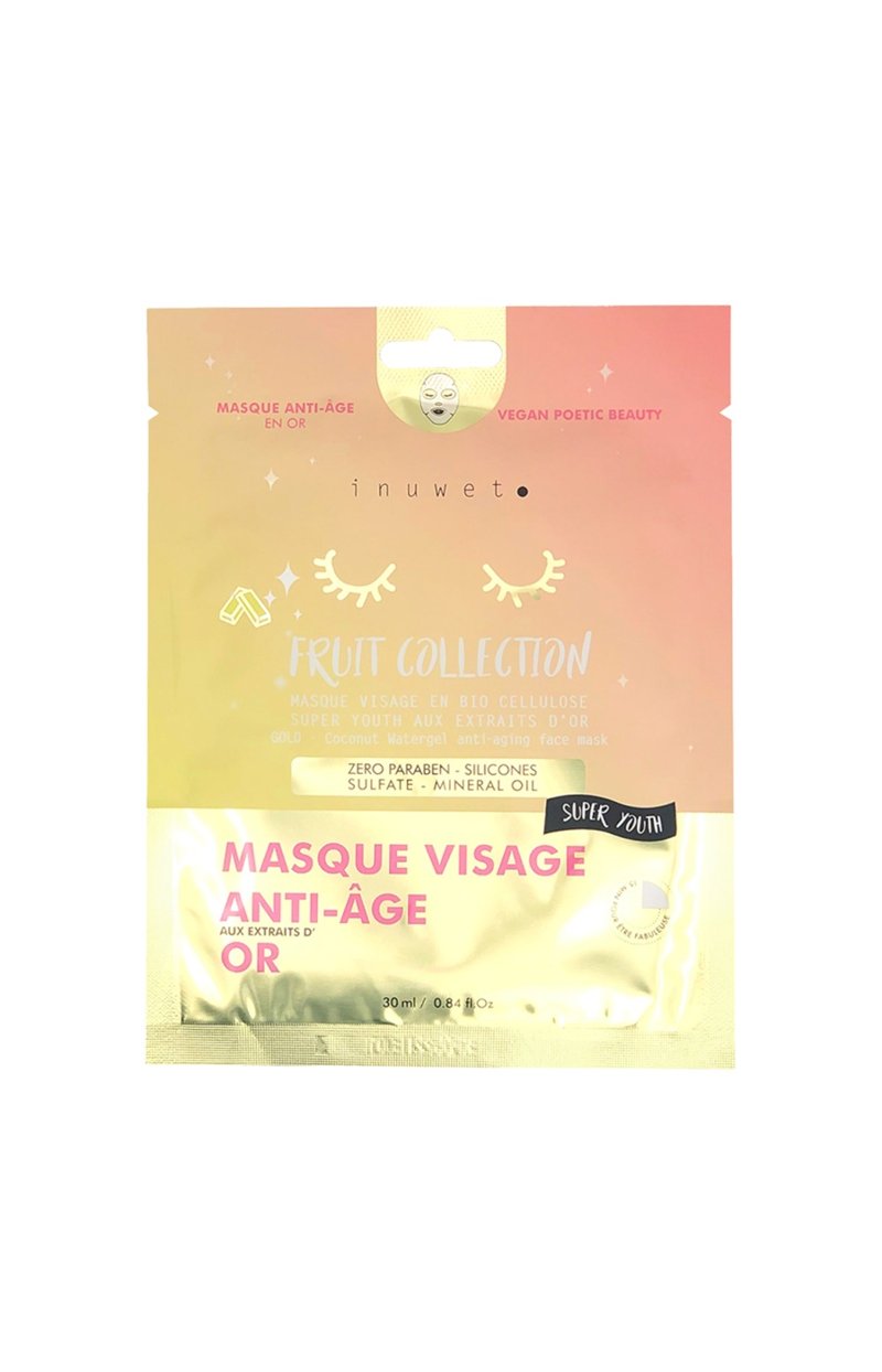 Masque anti-âge 100% bio cellulose - Extraits d'or - Visage - 30 ml