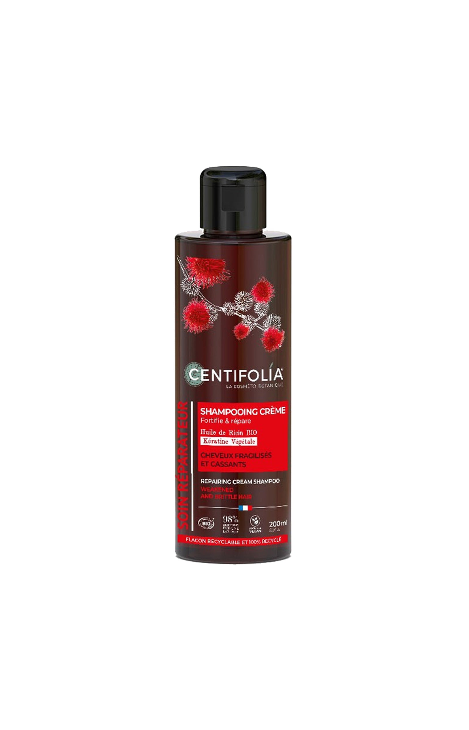 Shampoing réparateur bio - Huile de ricin - Cheveux fragilisés - 200 ml