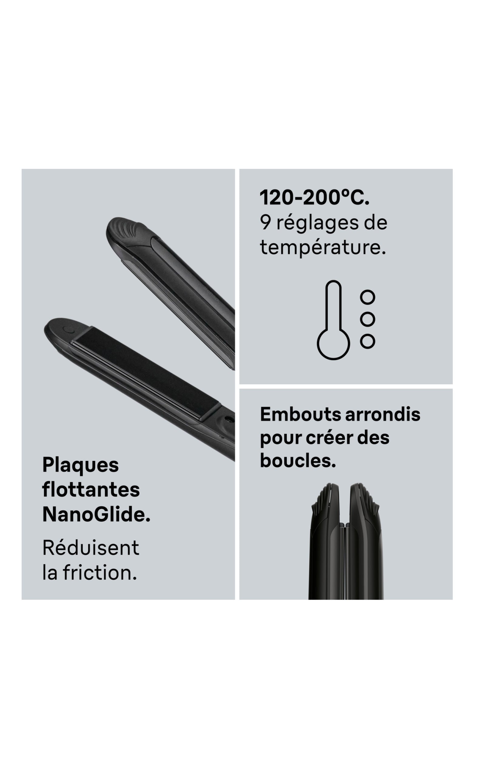 Lisseur - 9 températures de 120 à 200 °C - Noir