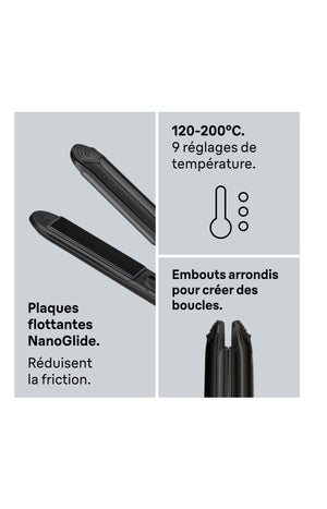Lisseur - 9 températures de 120 à 200 °C - Noir