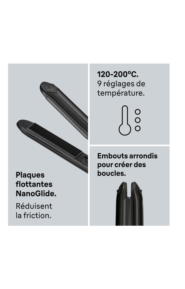 Lisseur - 9 températures de 120 à 200 °C - Noir