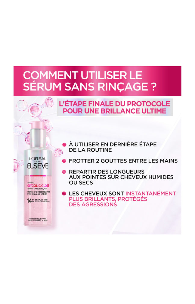 Elsève Routine Glossy Glossy avec Leave-in – Le duo pour une brillance miroir longue durée
