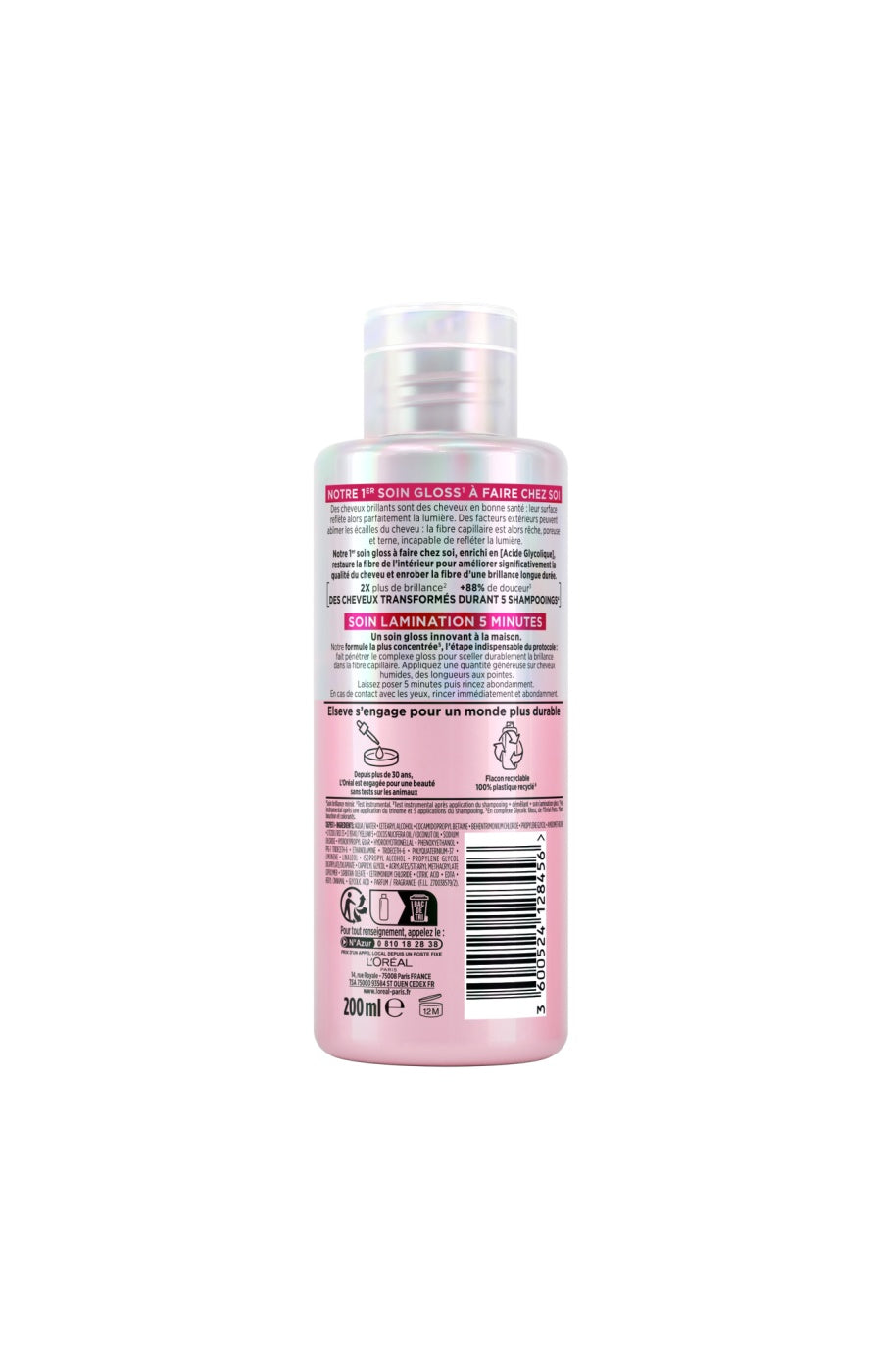 Elsève Routine Glossy Glossy avec Leave-in – Le duo pour une brillance miroir longue durée