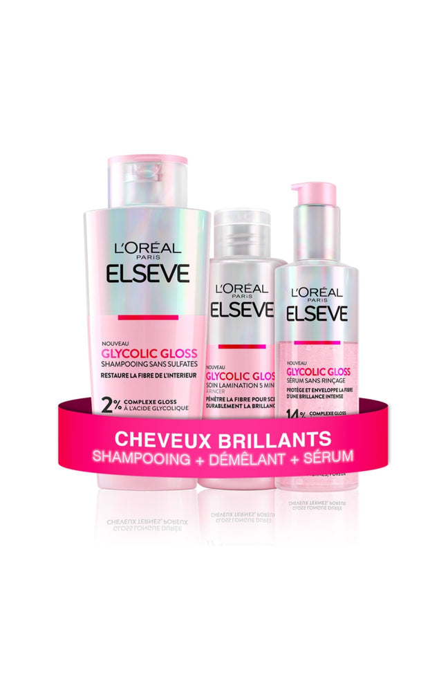 Elsève Routine Glossy Glossy avec Leave-in – Le duo pour une brillance miroir longue durée