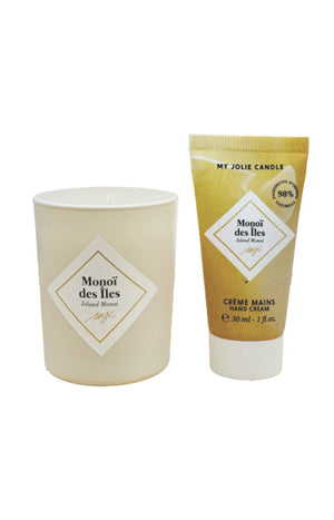 Coffret bougie parfumée et crème mains - Monoi - 75 g / 30 ml