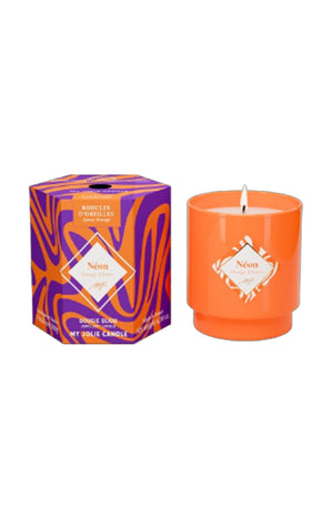 Bougie parfumée - Orange - Boucles d'oreilles dorées acier inoxydable - 180 g