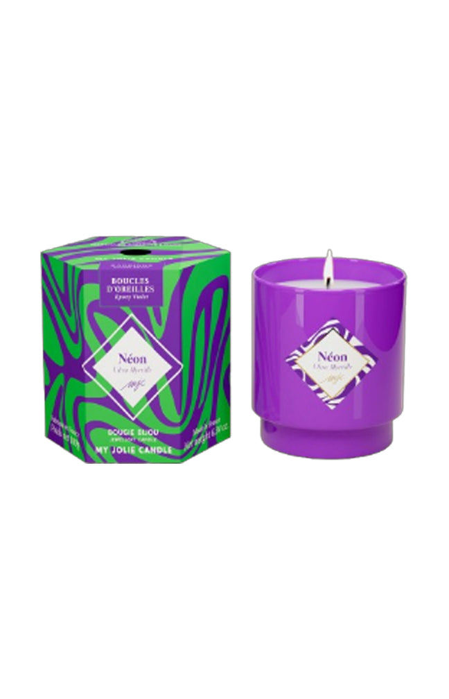 Bougie parfumée - Myrtille - Boucles d'oreilles dorées acier inoxydable - 180 g