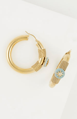 Boucles d'oreilles - Acier inoxydable & amazonite - Doré & bleu