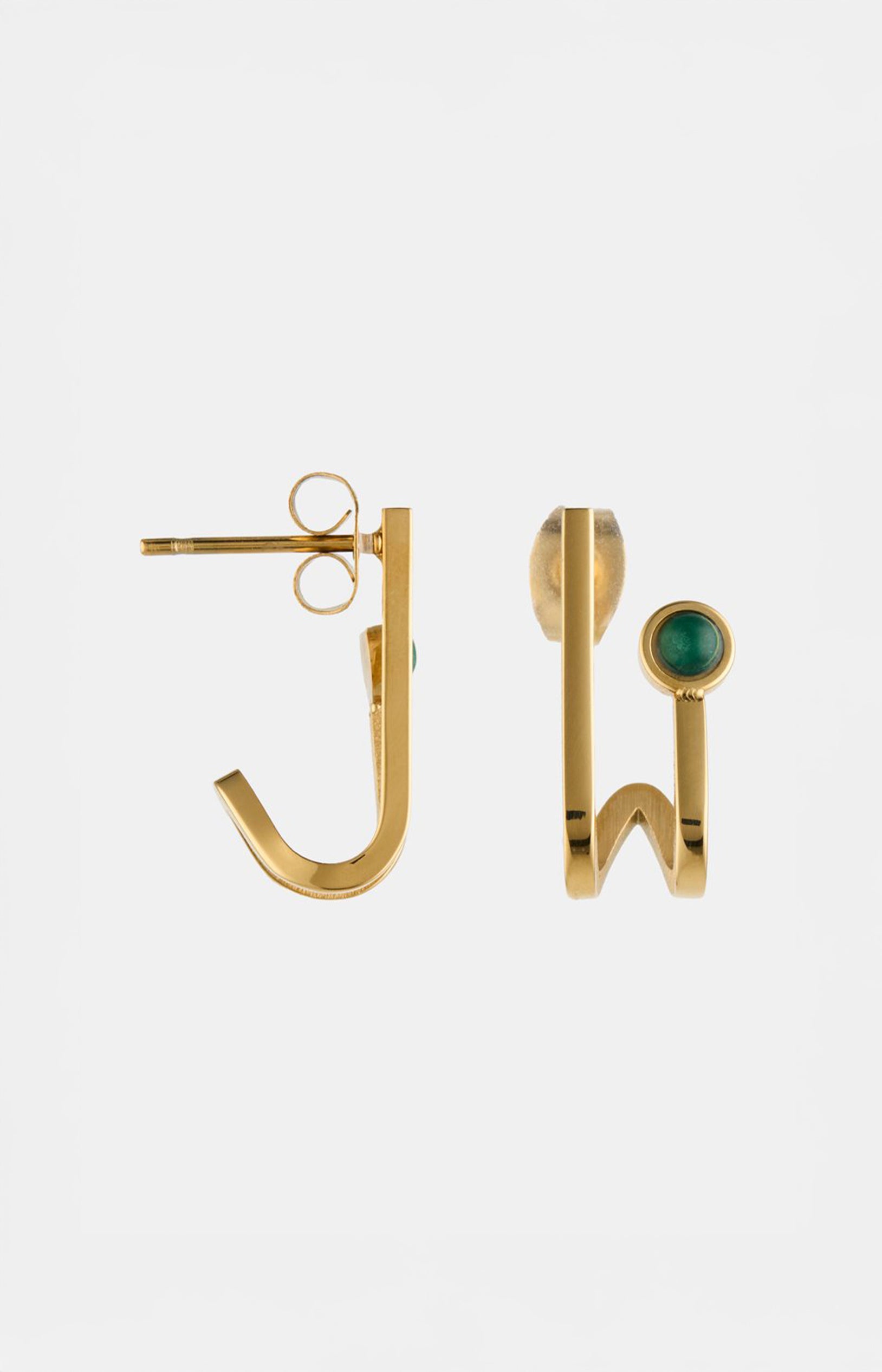 Boucles d’oreilles - Acier inoxydable & malachites - Doré