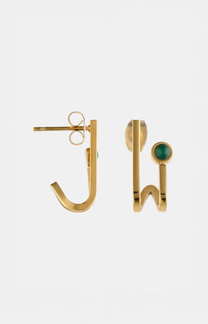 Boucles d’oreilles - Acier inoxydable & malachites - Doré