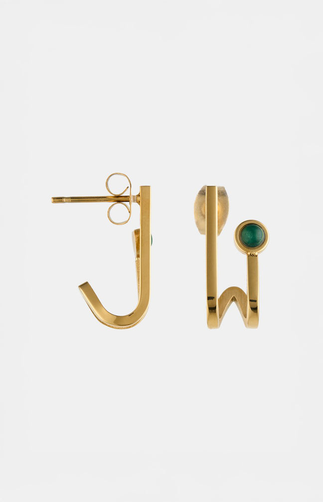 Boucles d’oreilles - Acier inoxydable & malachites - Doré