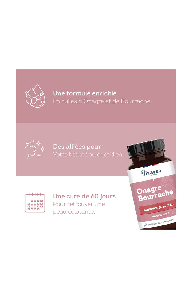 Cure onagre bourrache - Nutrition de la peau - 60 jours