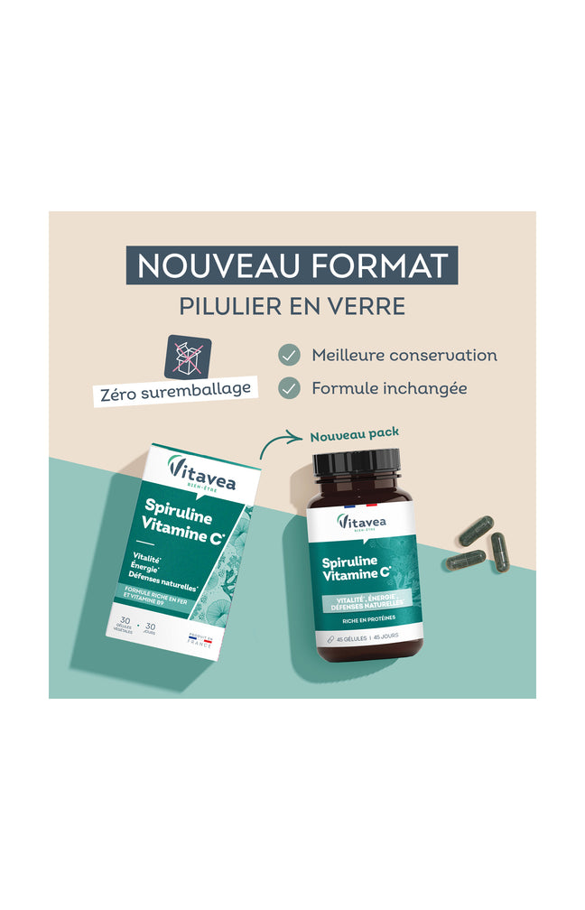 Cure vitalité, énergie & défenses immunitaire - Spiruline vitamine C - 3 mois
