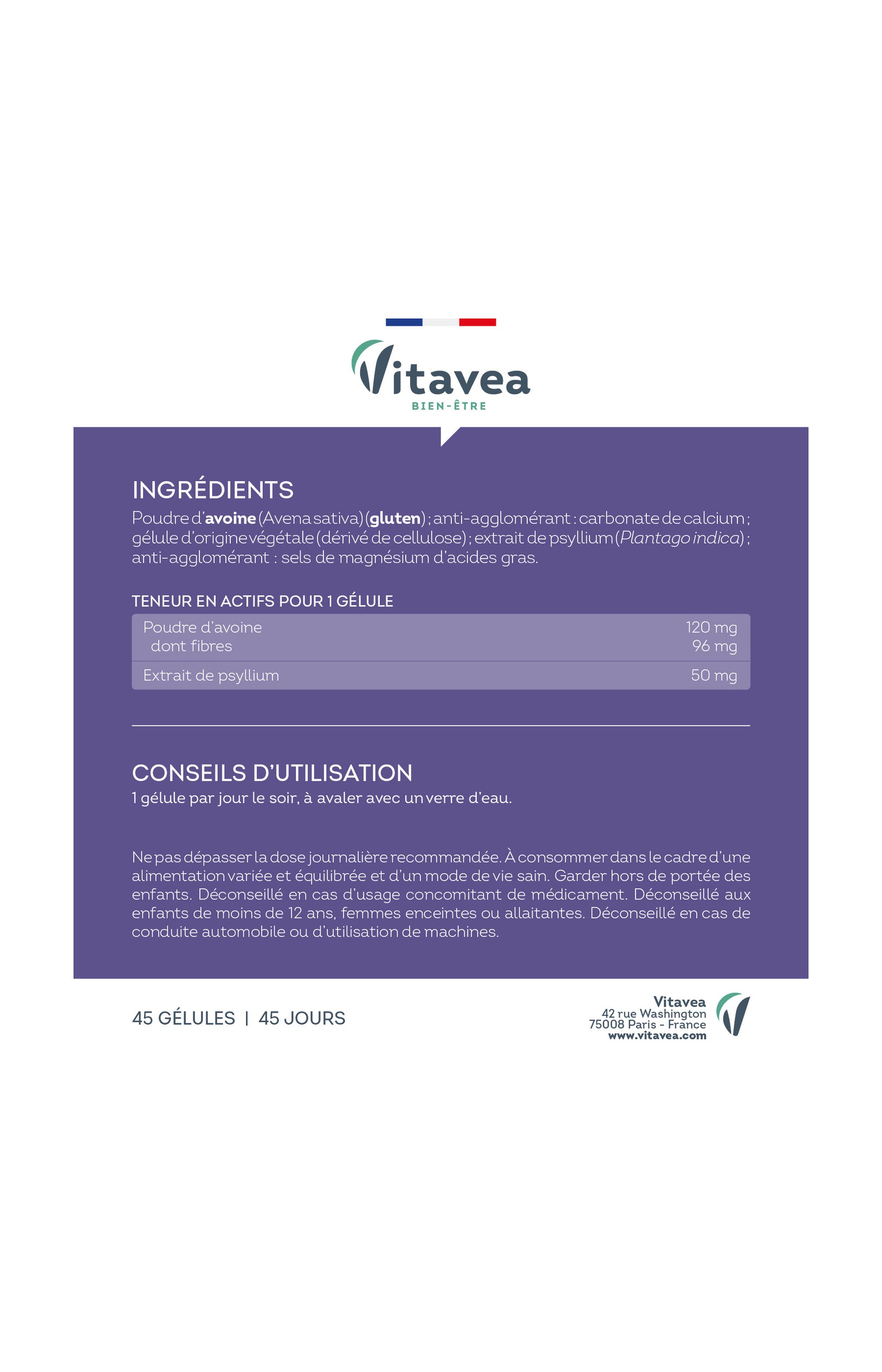 Cure transit - Fibres psyllium - 45 jours
