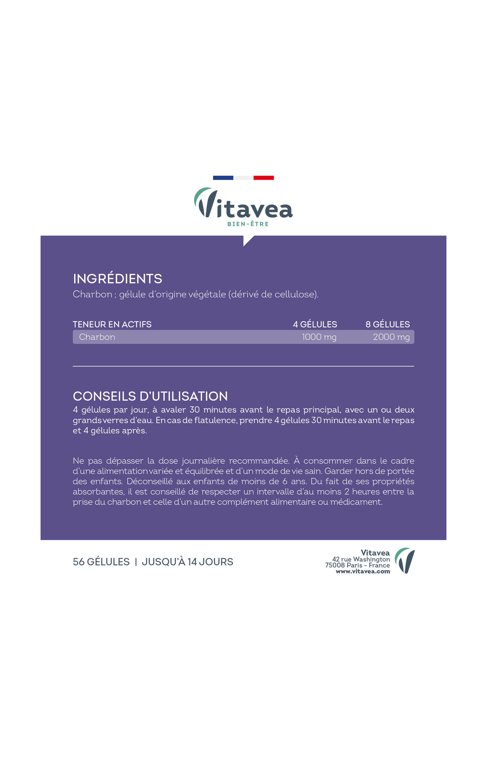 Cure confort digestif - Charbon végétal - 56 gélules