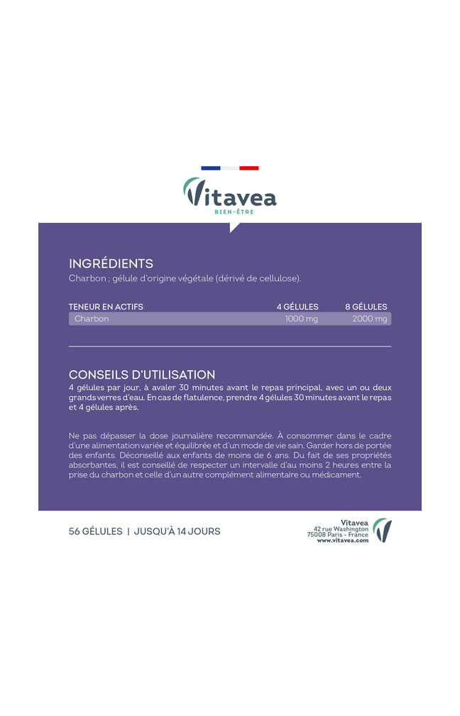Cure confort digestif - Charbon végétal - 56 gélules