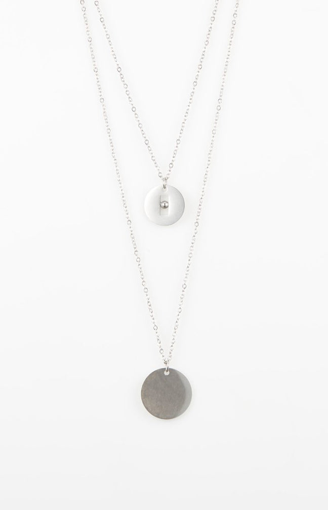 Collier double rangs - Acier inoxydable - Argenté