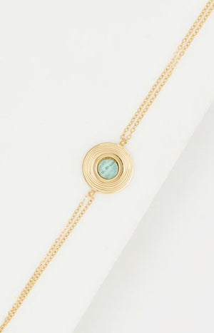 Bracelet  - Acier inoxydable & amazonite - Doré & bleu