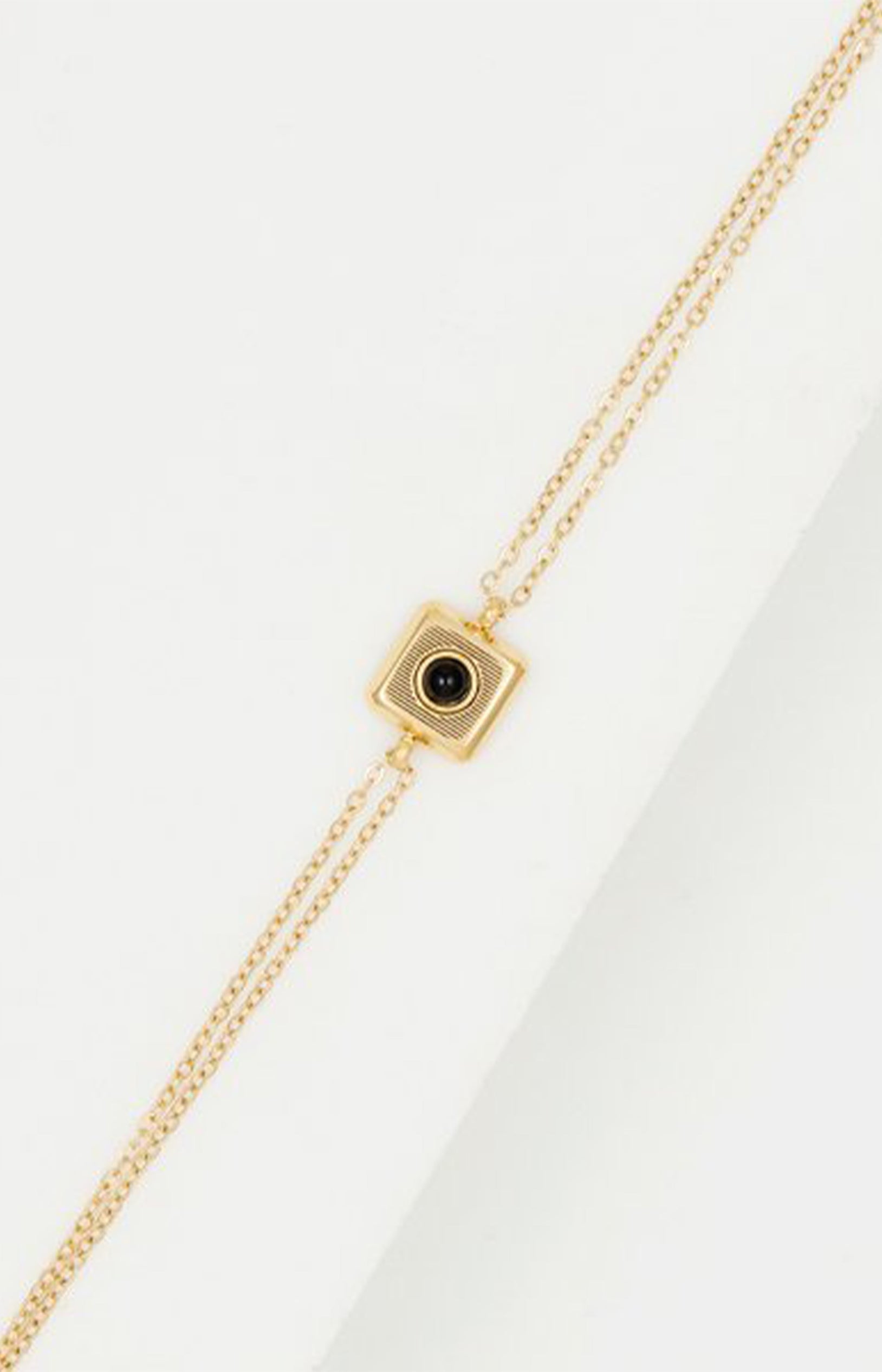 Bracelet - Acier inoxydable & onyx - Doré