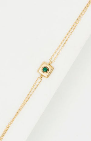 Bracelet - Acier inoxydable & malachite - Doré
