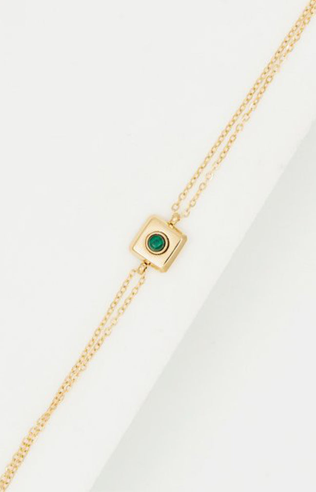 Bracelet - Acier inoxydable & malachite - Doré