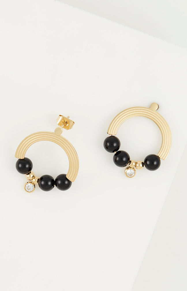 Boucles d'oreilles - Acier inoxydable - Doré & noir