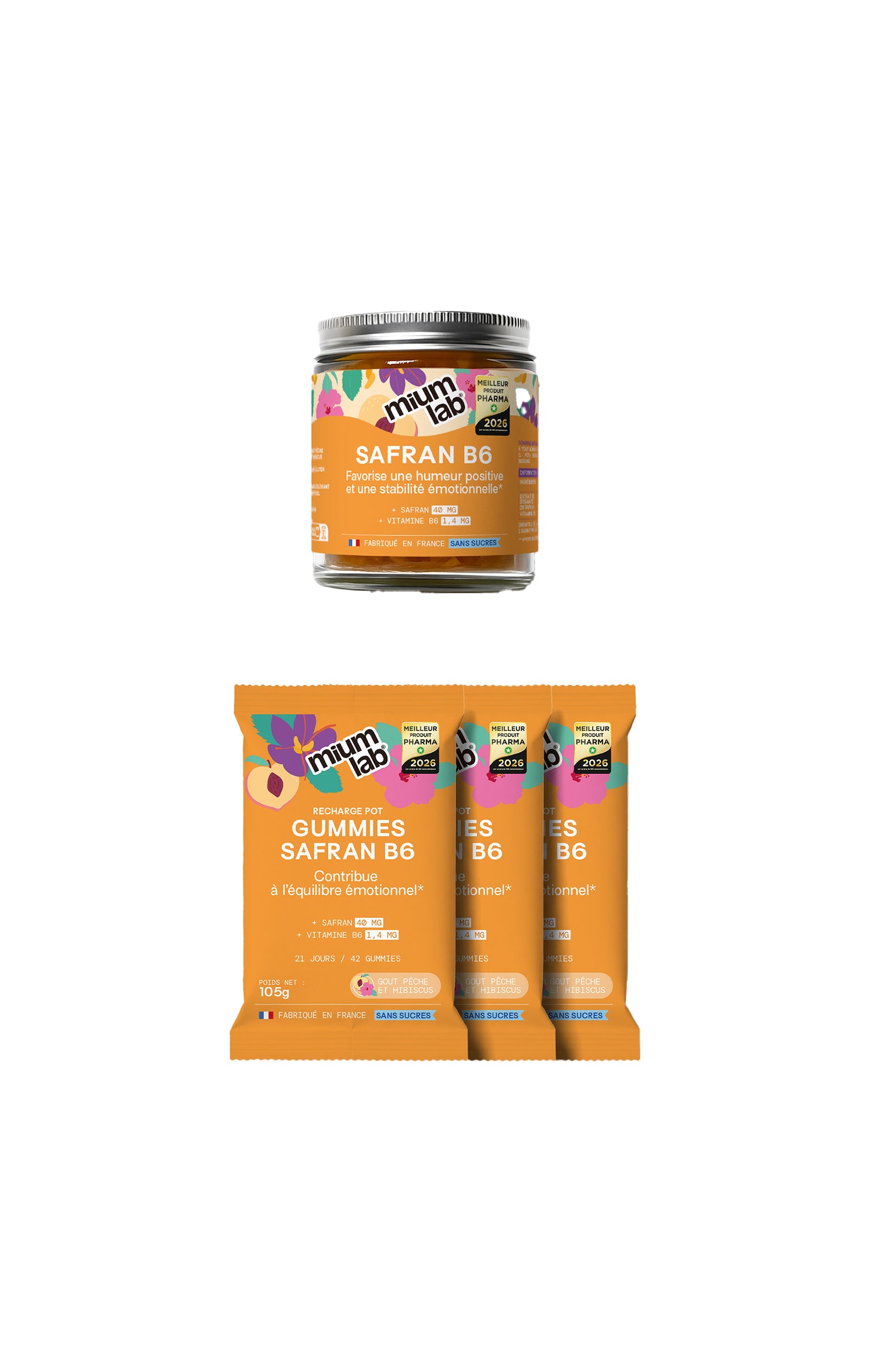 Cure gummies équilibre émotionnel - Pêche & hibiscus - Sans sucres - 3 mois