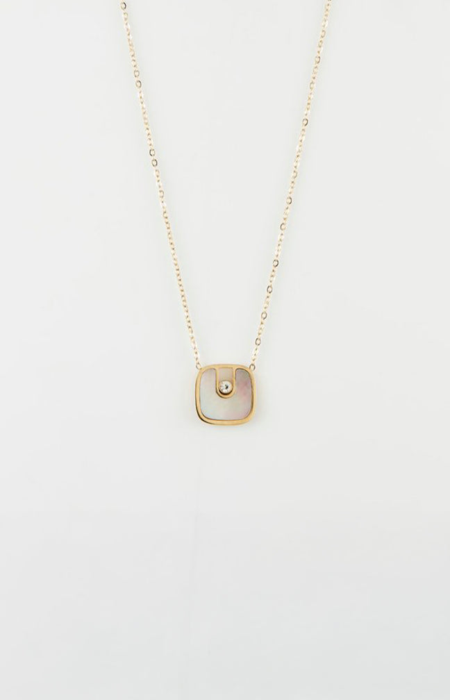Collier - Acier inoxydable - Doré & nacre