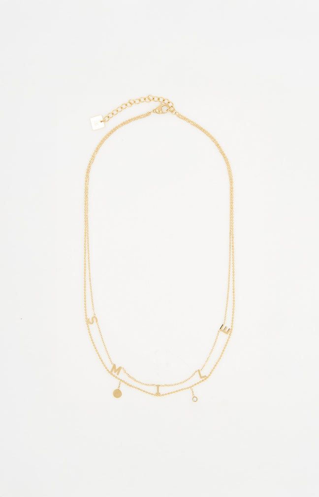 Collier multi-rangs- Acier inoxydable - Doré