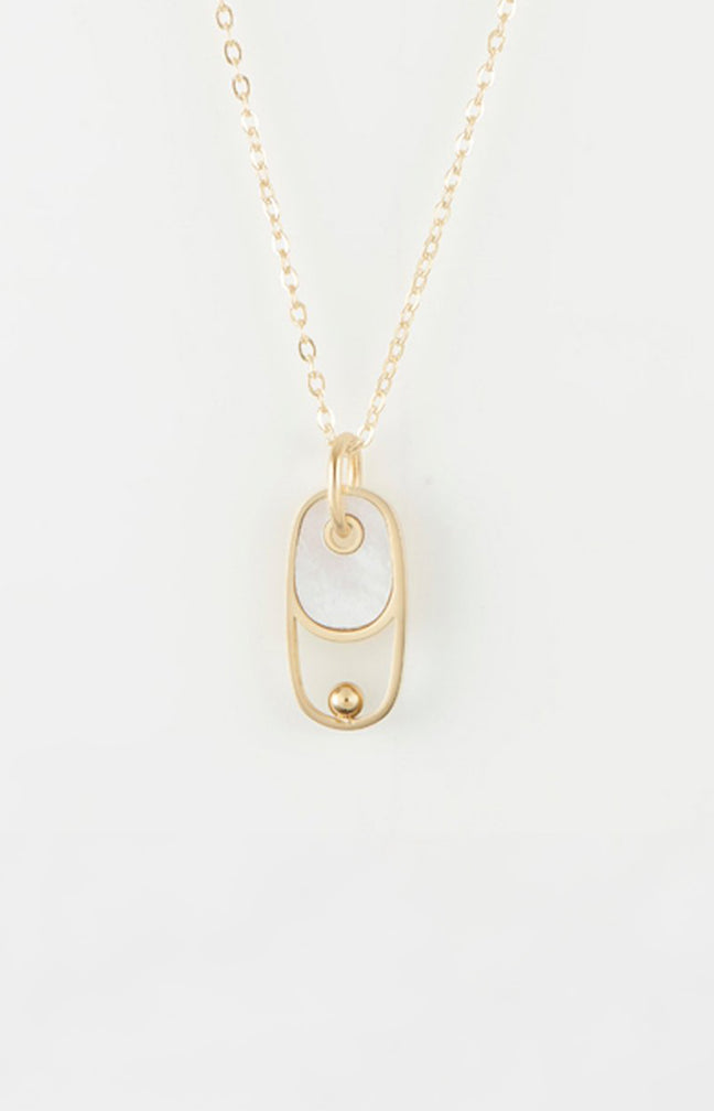 Collier - Acier inoxydable & nacre - Doré