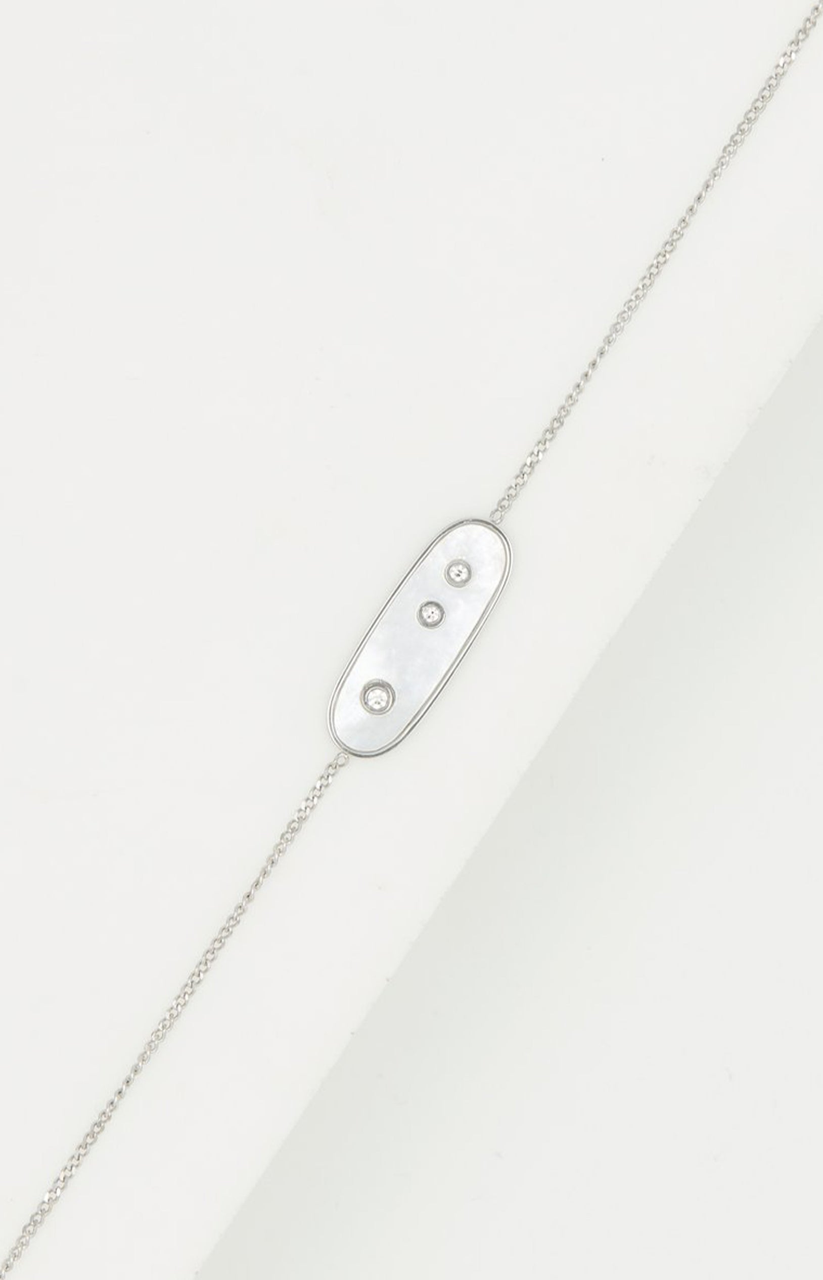 Bracelet fin - Acier inoxydable, nacre blanche - Argenté