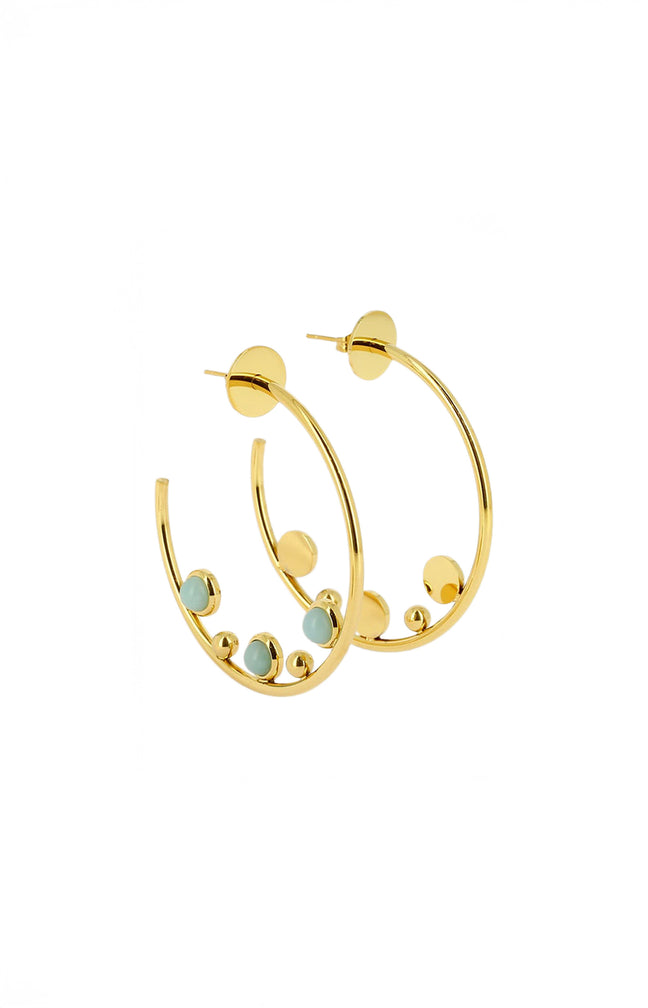 Boucles d'oreilles Everdeen - Acier inoxydable & amazonite - Doré