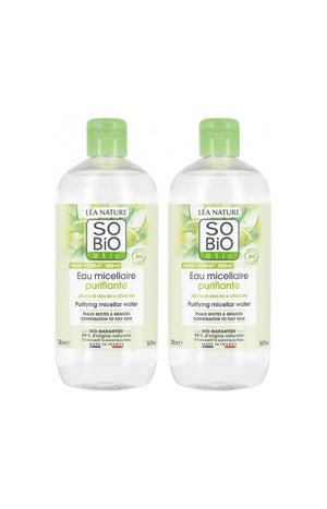 Eaux micellaires purifiantes bio - Aloe vera - Peaux mixtes à grasses - 2 x 500