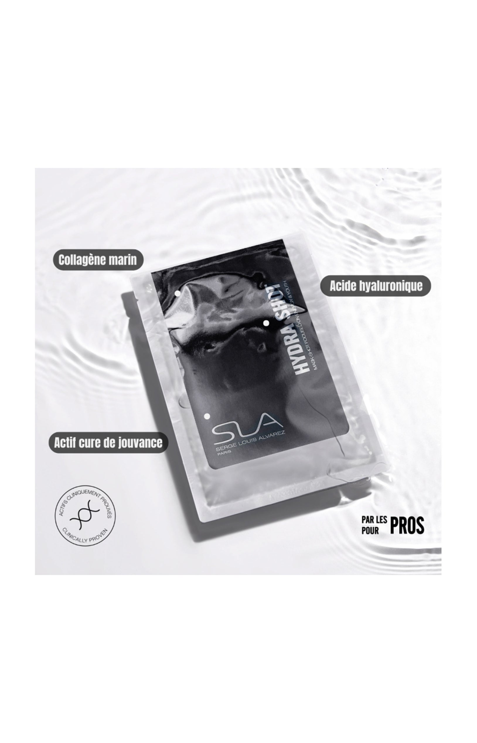 Masque hydratant - Hydrashot - Collagène & Acide hyaluronique - 3 unités