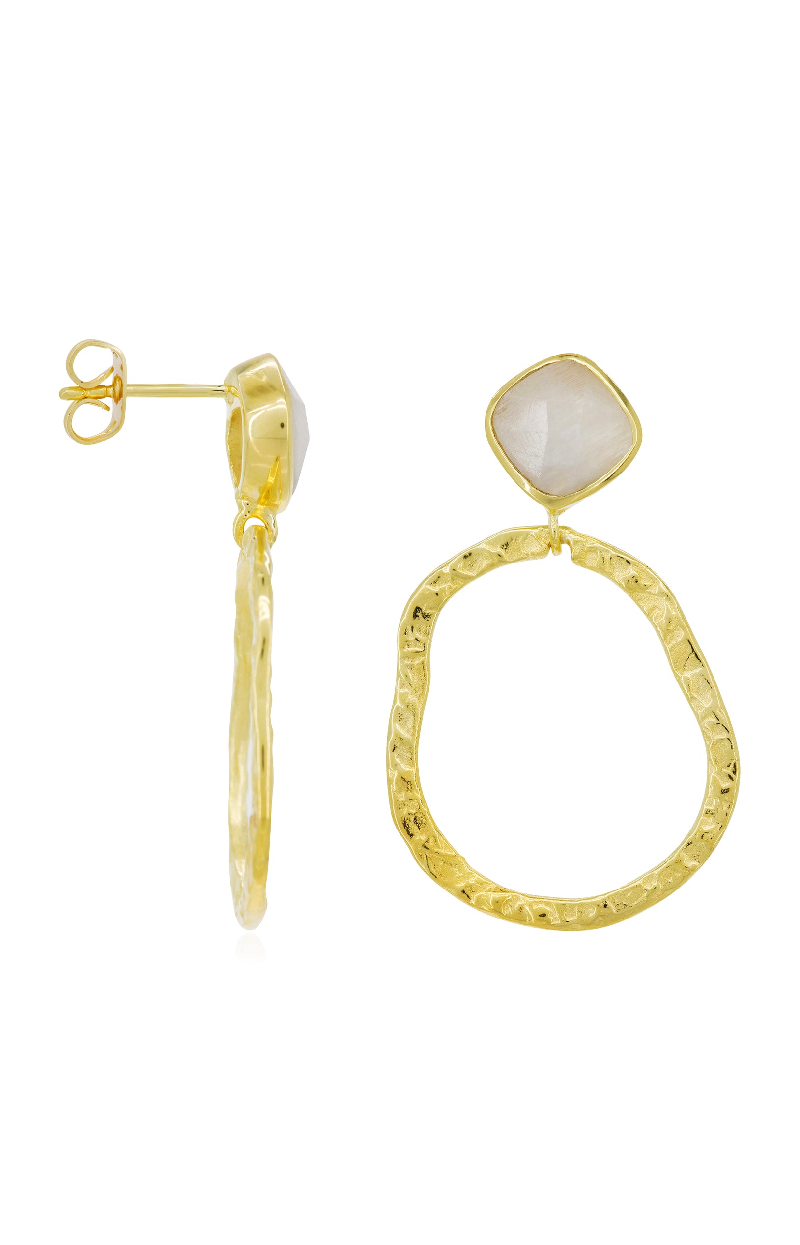 Boucles d'Oreilles - Ryne - Pierre de Lune arc-en-ciel