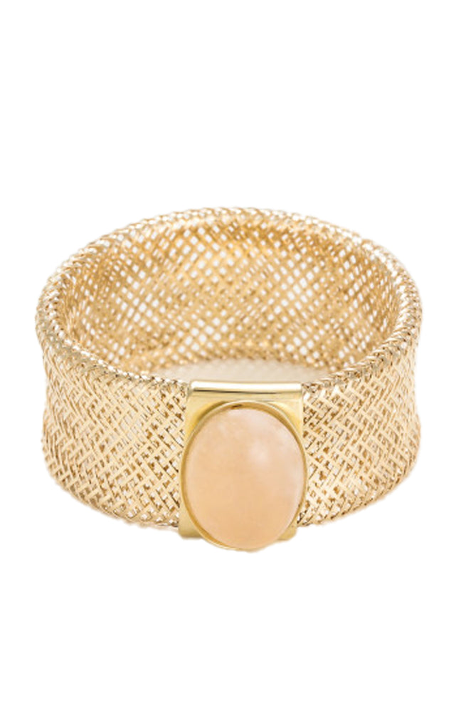 Bague Quartz rose flamboyant - Or jaune