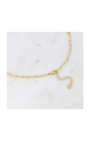 Collier double rangs - Acier inoxydable & pierres agates - Doré & noir